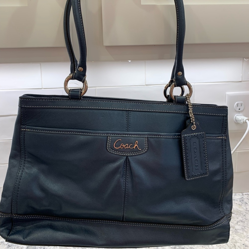 Coach Park Leather Carryall-Navy